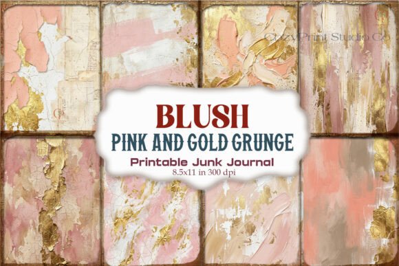 Blush Pink Grunge Junk Journal Paper