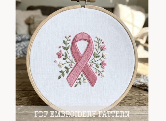 Breast Cancer Ribbon Floral Rose