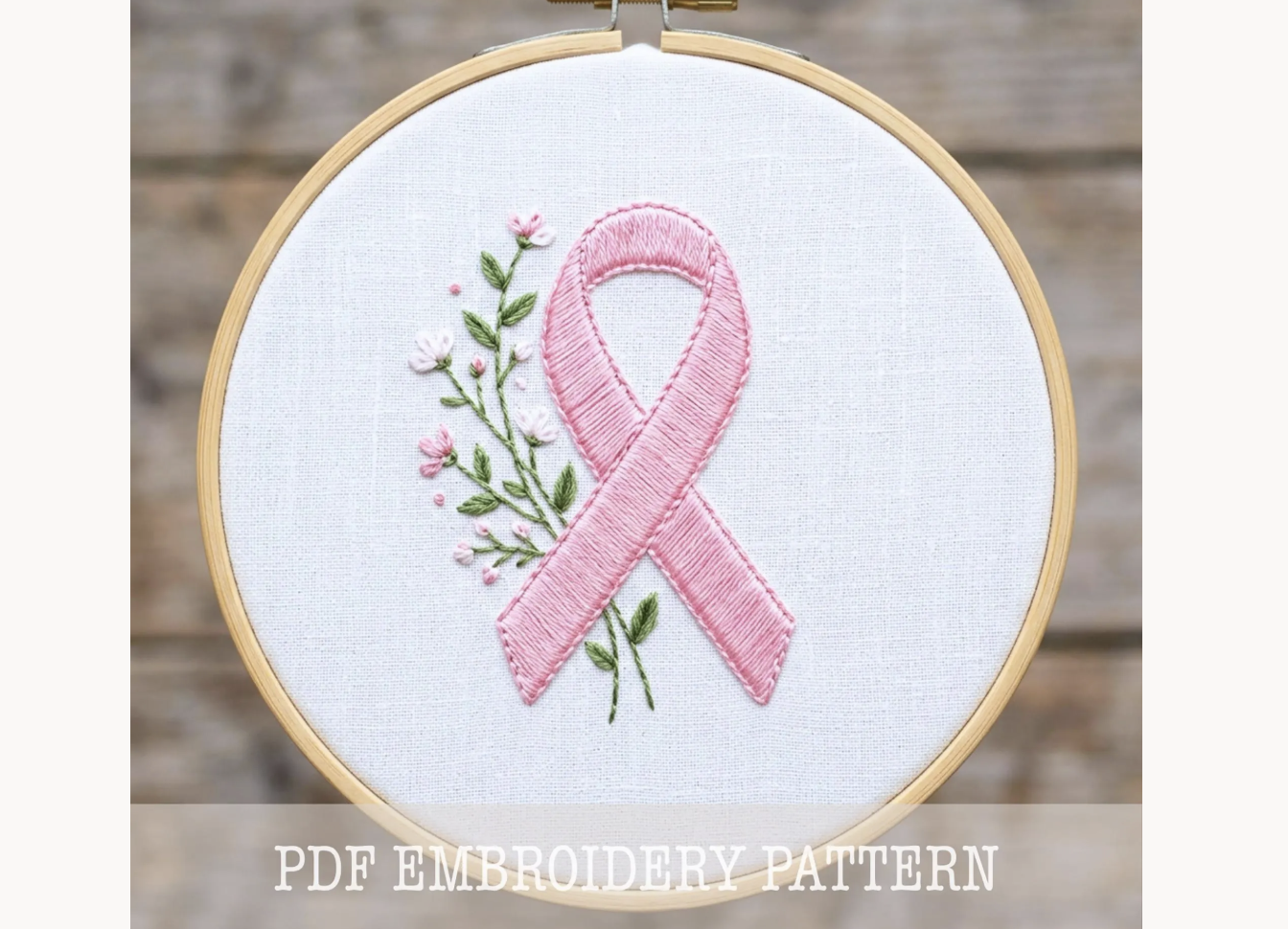 Breast Cancer Ribbon Floral Sprig