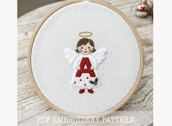Christmas Angel Letter a Embroidery