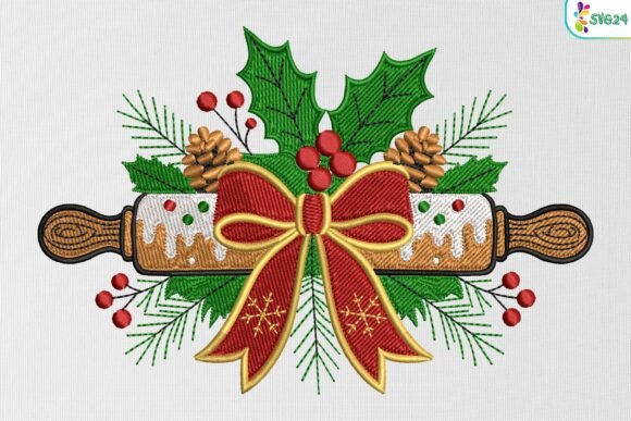 Christmas Rolling Pin with Bow