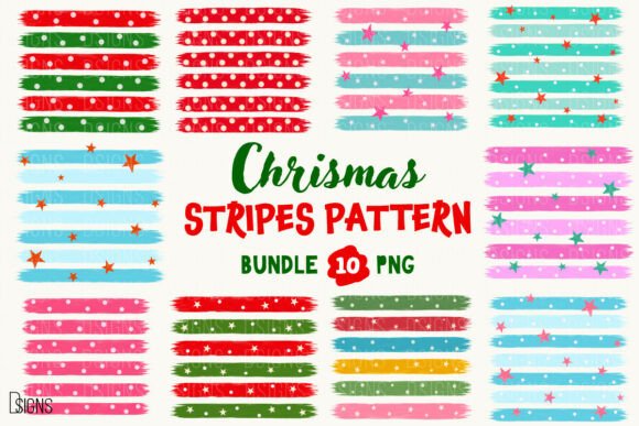 Christmas Striped Background Bundle PNG Grafika Ilustracje do Druku Przez DSIGNS