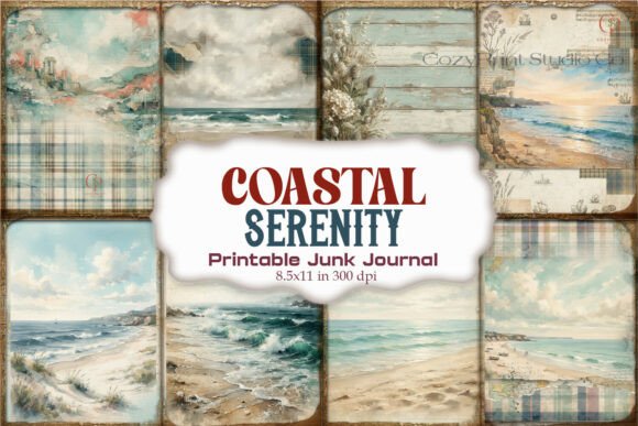 Coastal Serenity Junk Journal Pages
