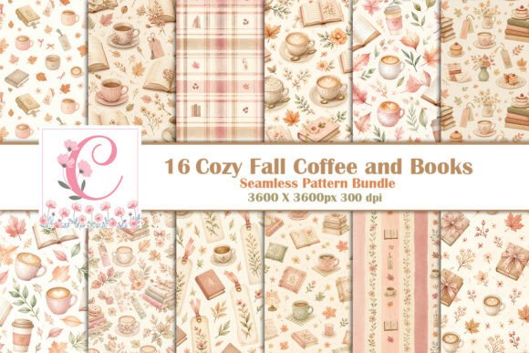 Cozy Fall Coffee and Books Seamless