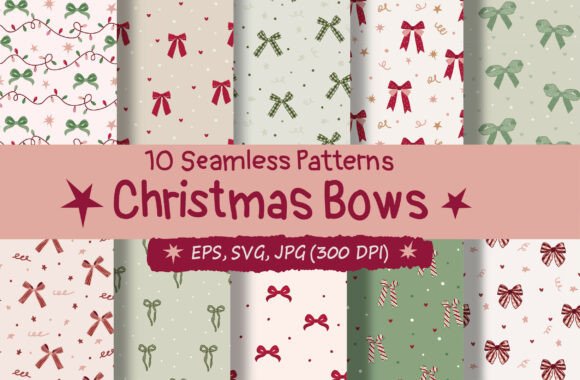 Cozy Vintage Christmas Bows Pattern