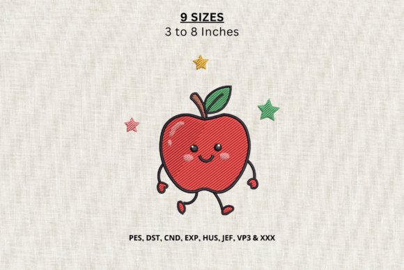 Cute Apple Machine Embroidery Design DST