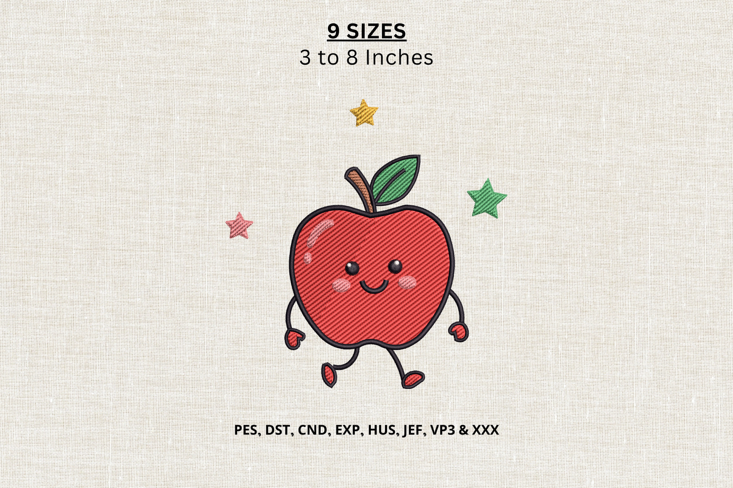 Cute Apple Machine Embroidery Design DST