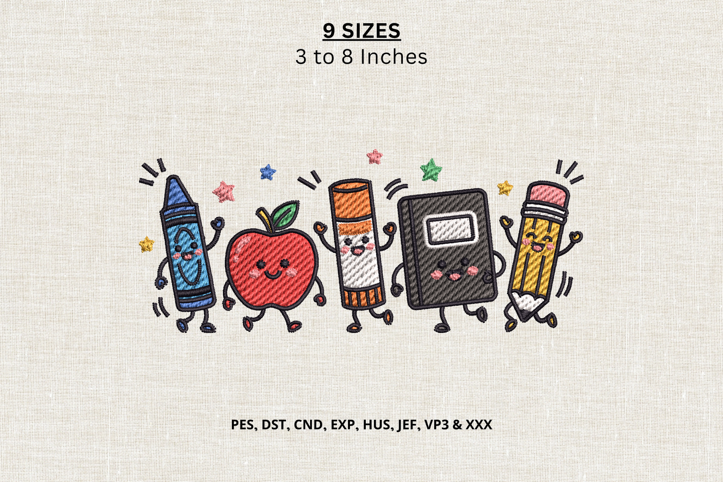 Cute Back to School Friends Embroidery