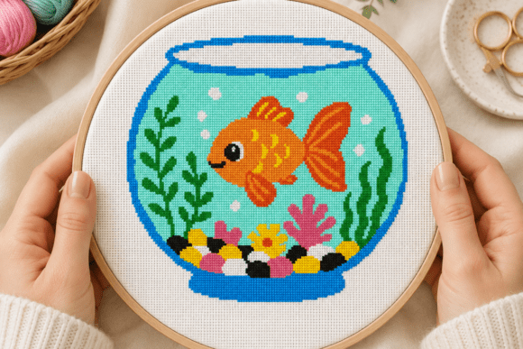 Cute Goldfish Bowl Cross Stitch