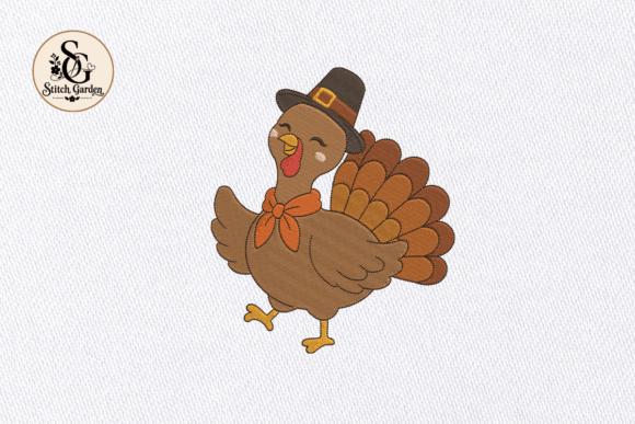 Cute Pilgrim Turkey Embroidery