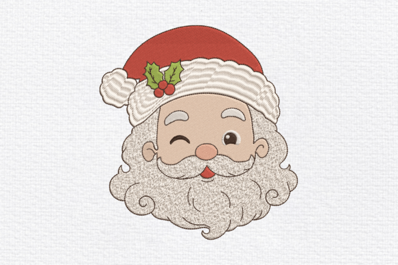 Cute Winking Santa Face Embroidery