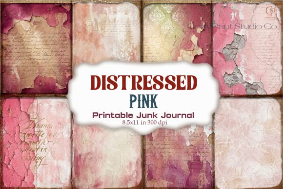 Distressed Pink Junk Journal Pages