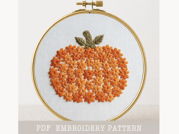 Floral Pumpkin Embroidery Pattern