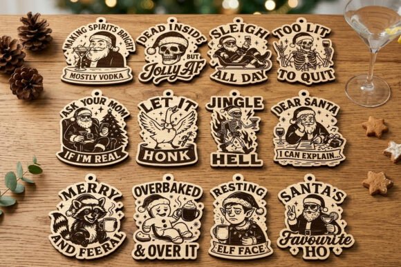 Funny Christmas Ornament Svg Bundle Laser Cutting