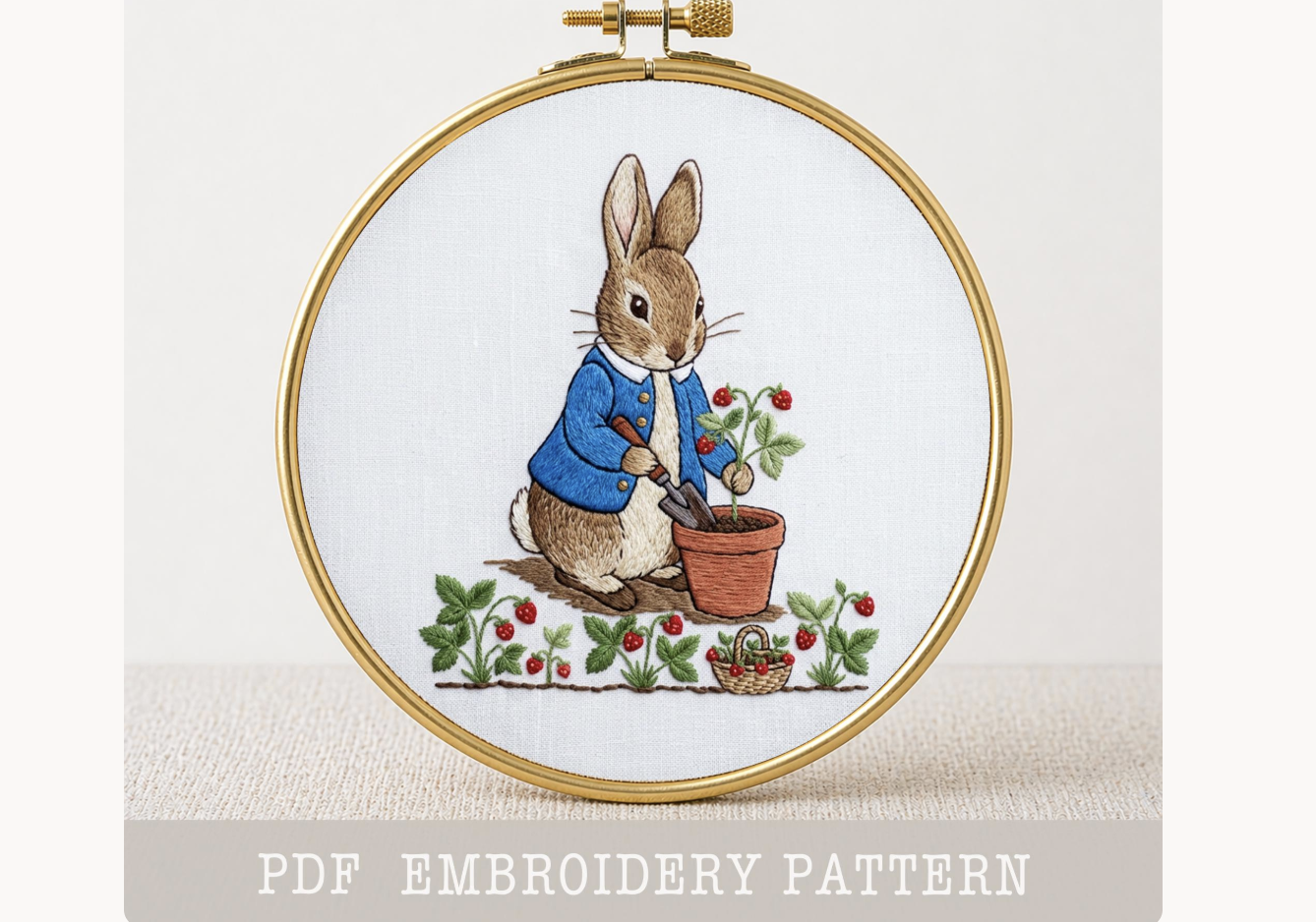 Gardening Bunny Embroidery Pattern