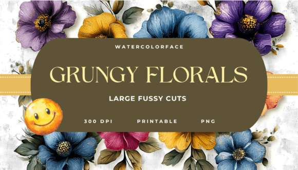 Grungy Florals Large Fussy Cuts