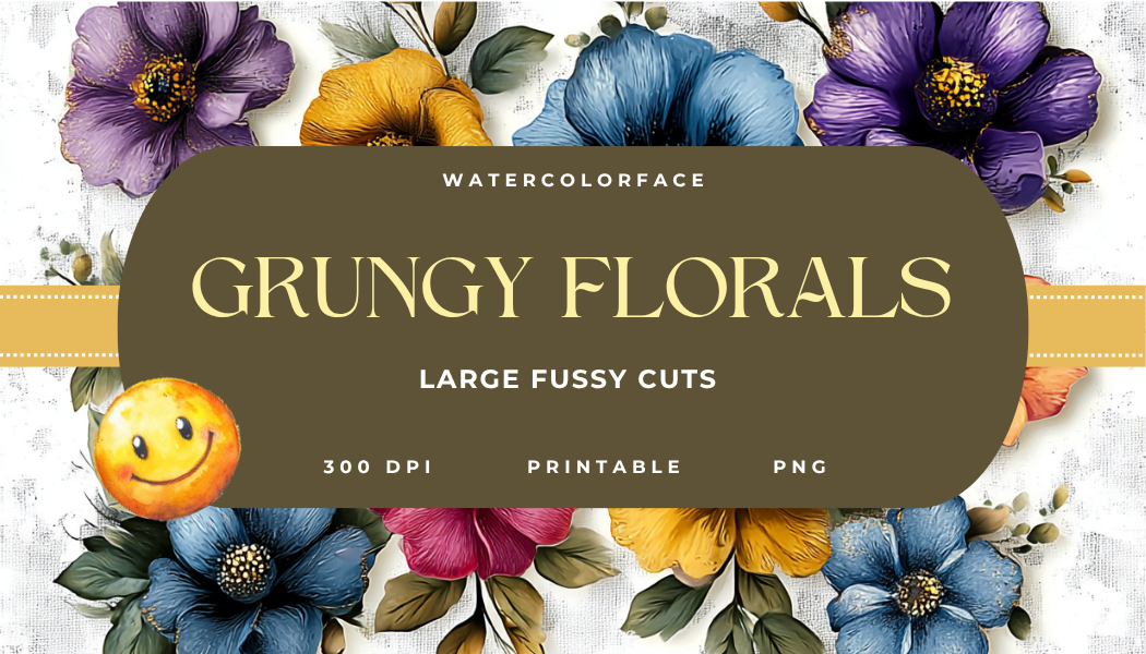 Grungy Florals Large Fussy Cuts
