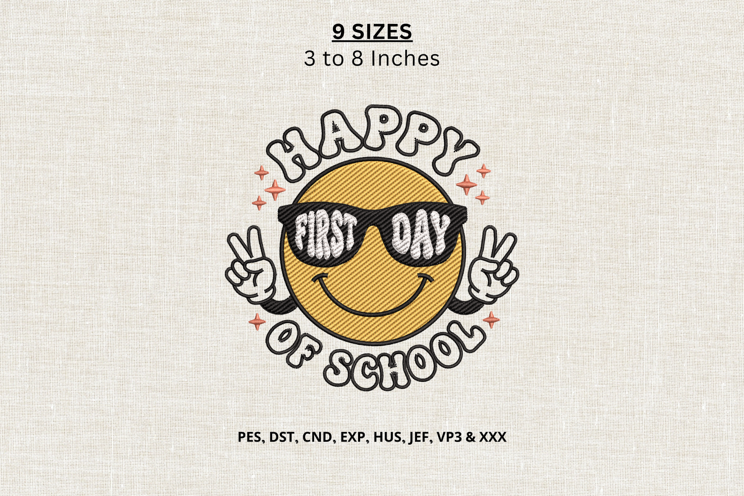 Happy First Day of School Embroidery DST