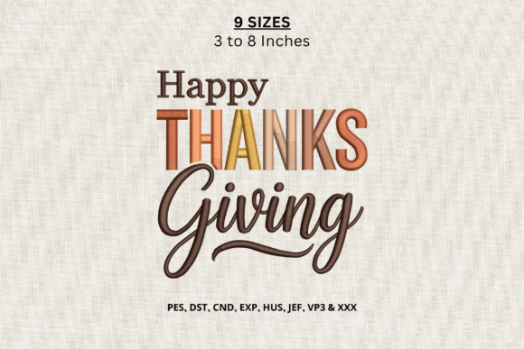 Happy Thanksgiving Machine Embroidery