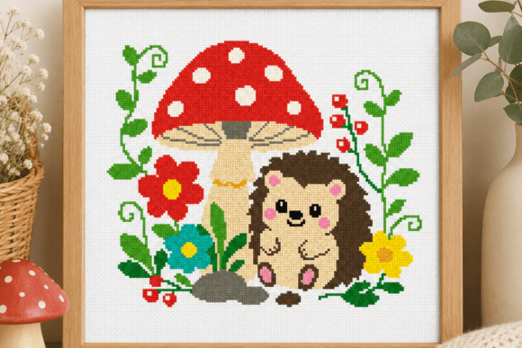 Hedgehog Mushroom Cross Stitch