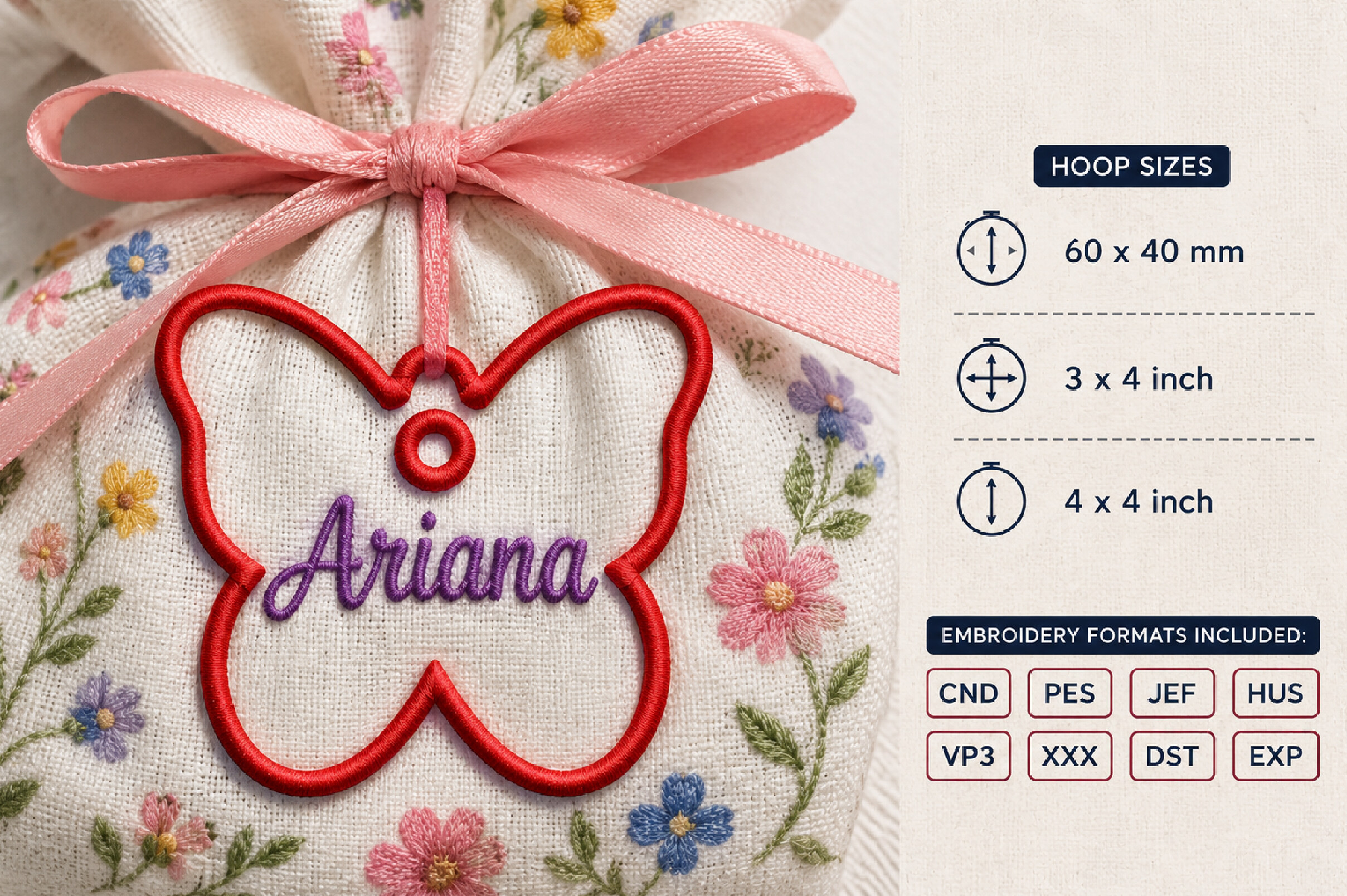 ITH Blank Butterfly Tag Embroidery