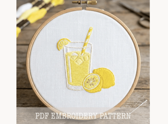 Iced Lemonade Summer Embroidery