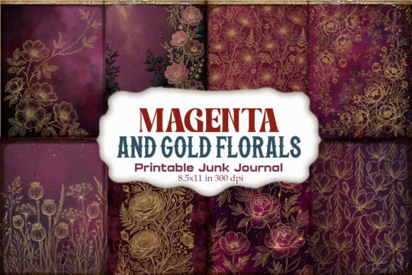 Magenta and Gold Florals Junk Journal