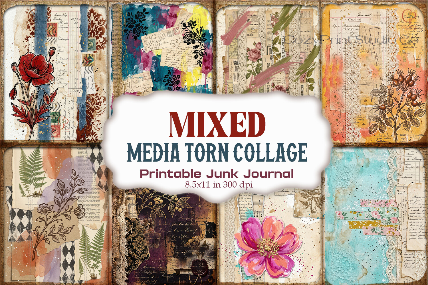 Mixed Media Torn Collage Junk Journal