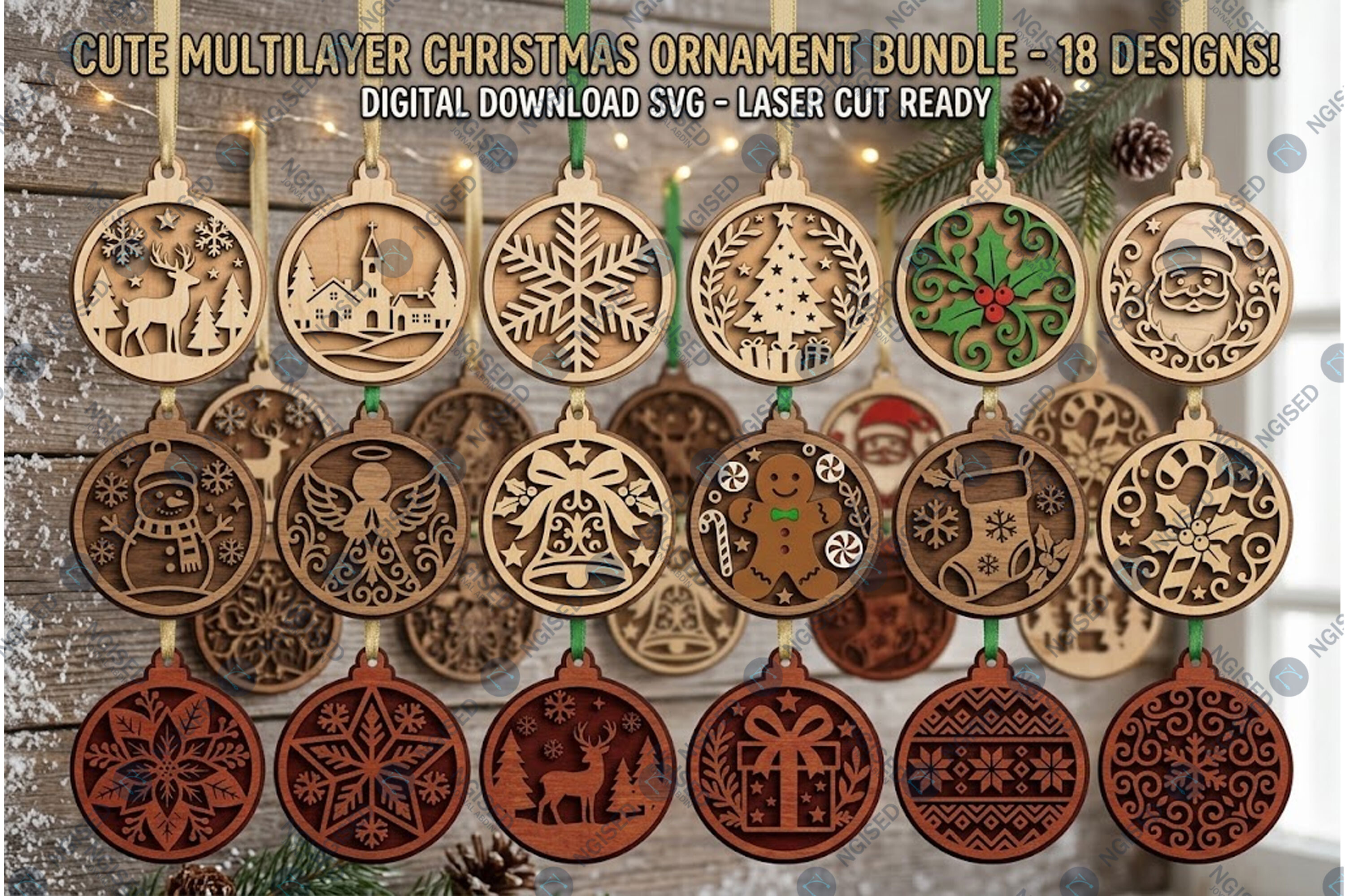 Multilayer Christmas Ornament SVG Bundle