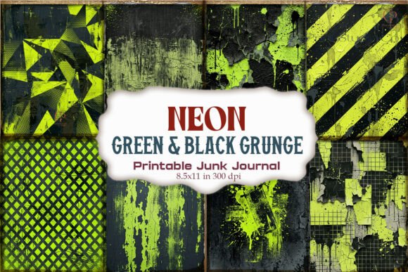 Neon Green & Black Grunge Junk Journal