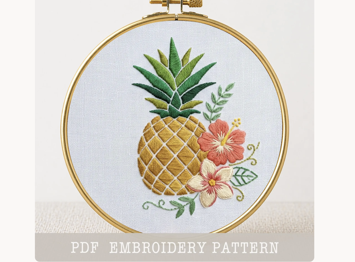 Pineapple Tropical Flower Embroidery