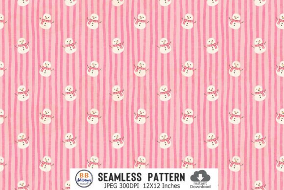 Pink Christmas Pattern Snowman Stripes