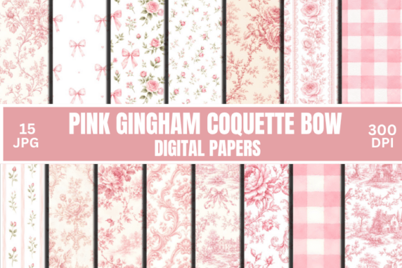 Pink Preppy Coquette Bow Digital Papers
