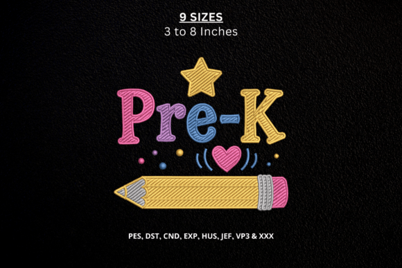 Pre-K Pencil Machine Embroidery Design