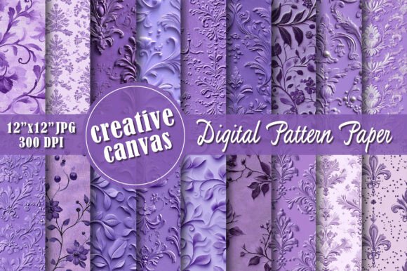 Purple Damask Digital Paper