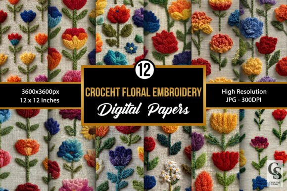 Rainbow Crochet Flowers Embroidery