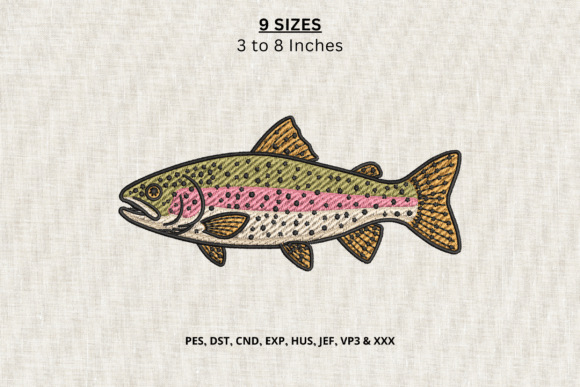 Rainbow Trout Fish Machine Embroidery