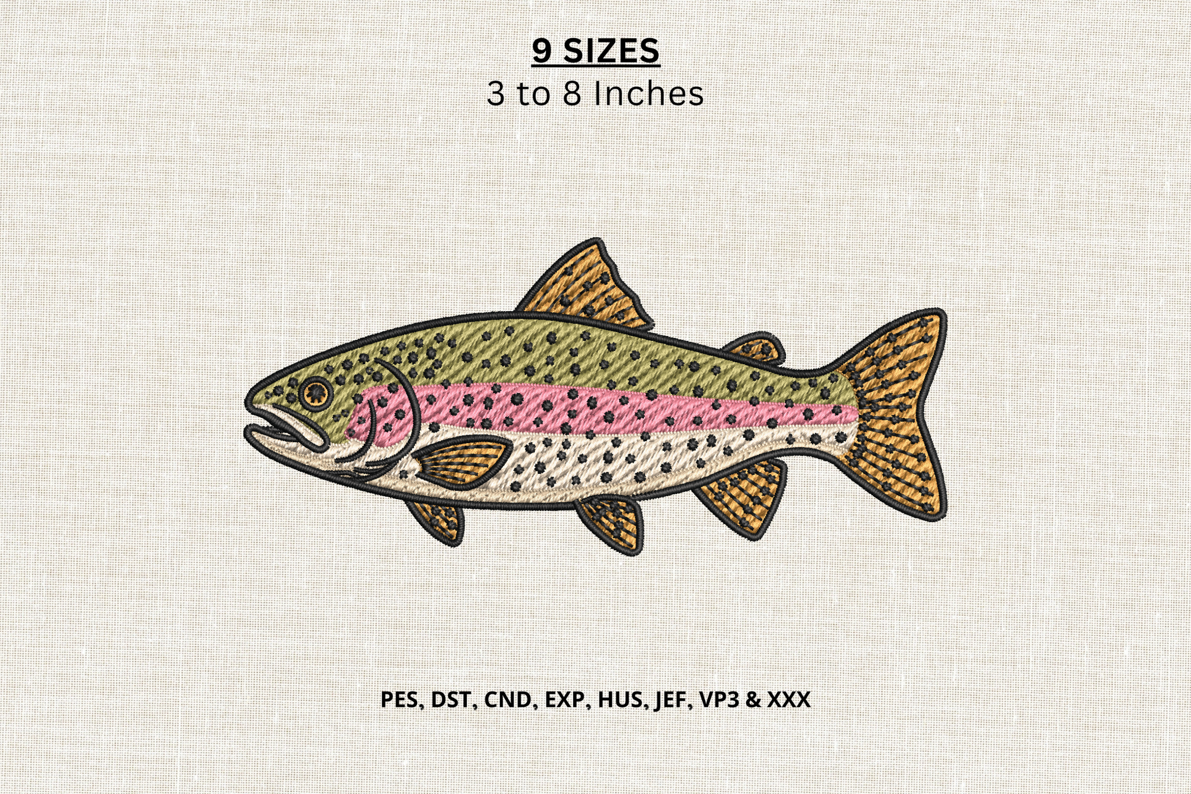 Rainbow Trout Fish Machine Embroidery