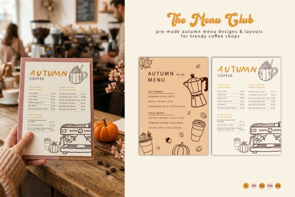 Retro Autumn Coffee Cafe Menu Template