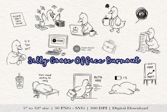 Silly Goose Office Burnout SVG PNG