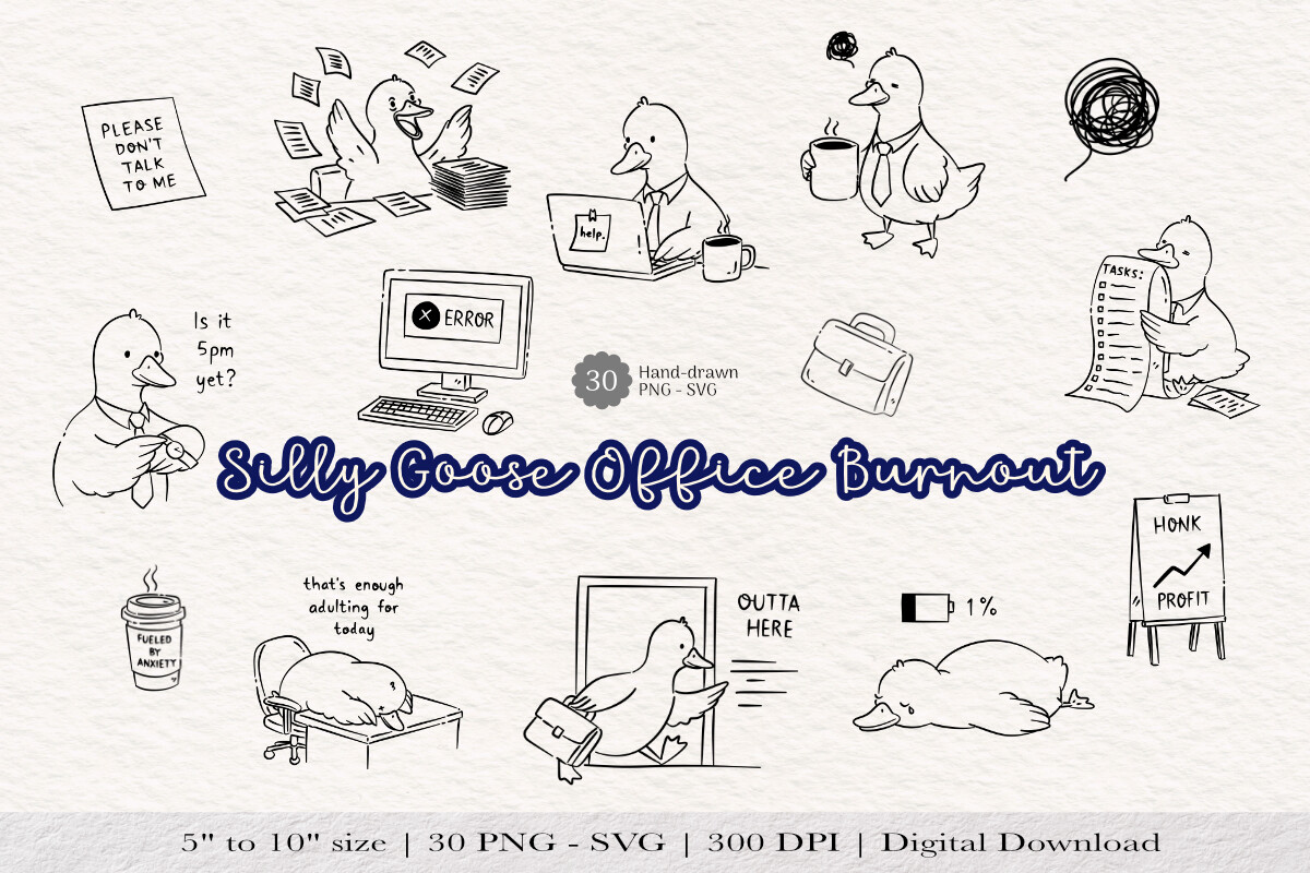 Silly Goose Office Burnout SVG PNG