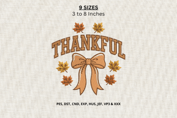 Thankful Bow Machine Embroidery Design