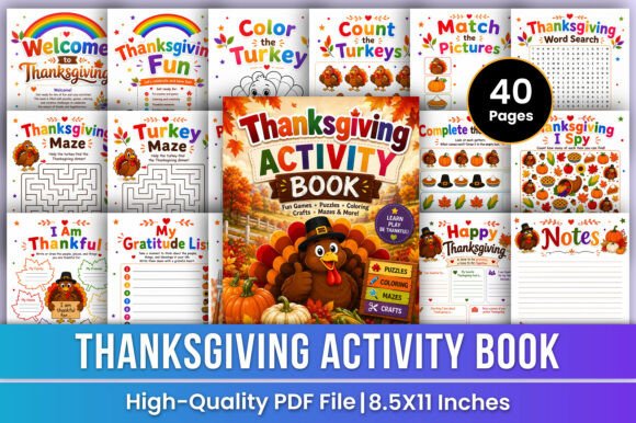 Thanksgiving Activity Book for Kids Kdp