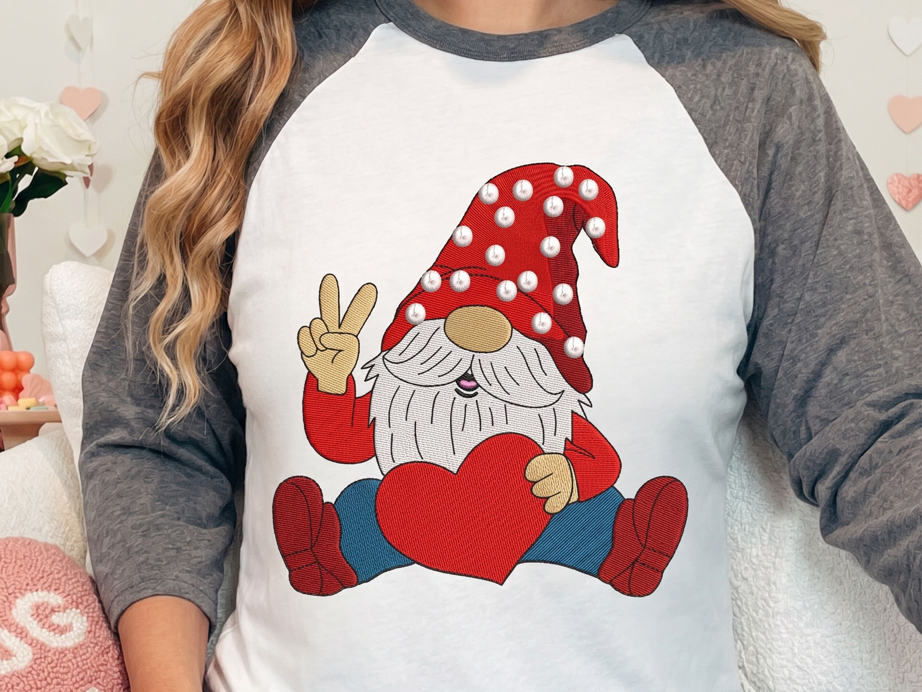 Valentine's Day Gnome Embroidery Design