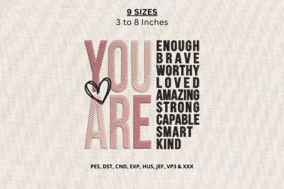 You Are Enough Affirmation Embroidery
