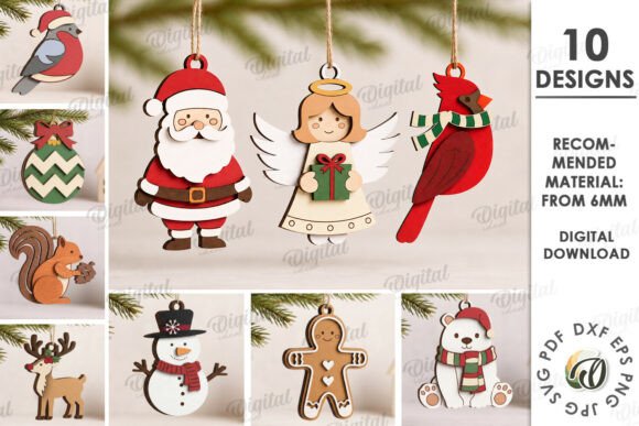 3D Christmas Ornaments Bundle Laser Cut