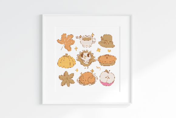 Autumn Folk Sampler Cross Stitch Pattern
