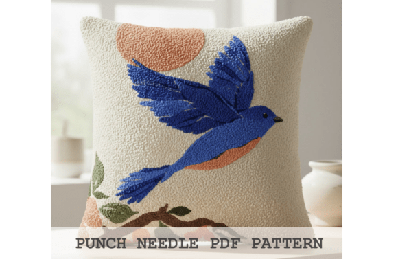 Blue Bird Flight Punch Needle Pattern