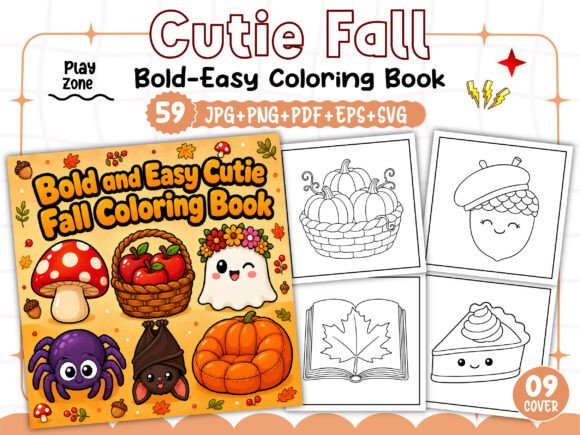 Bold and Easy Cutie Fall Coloring Book