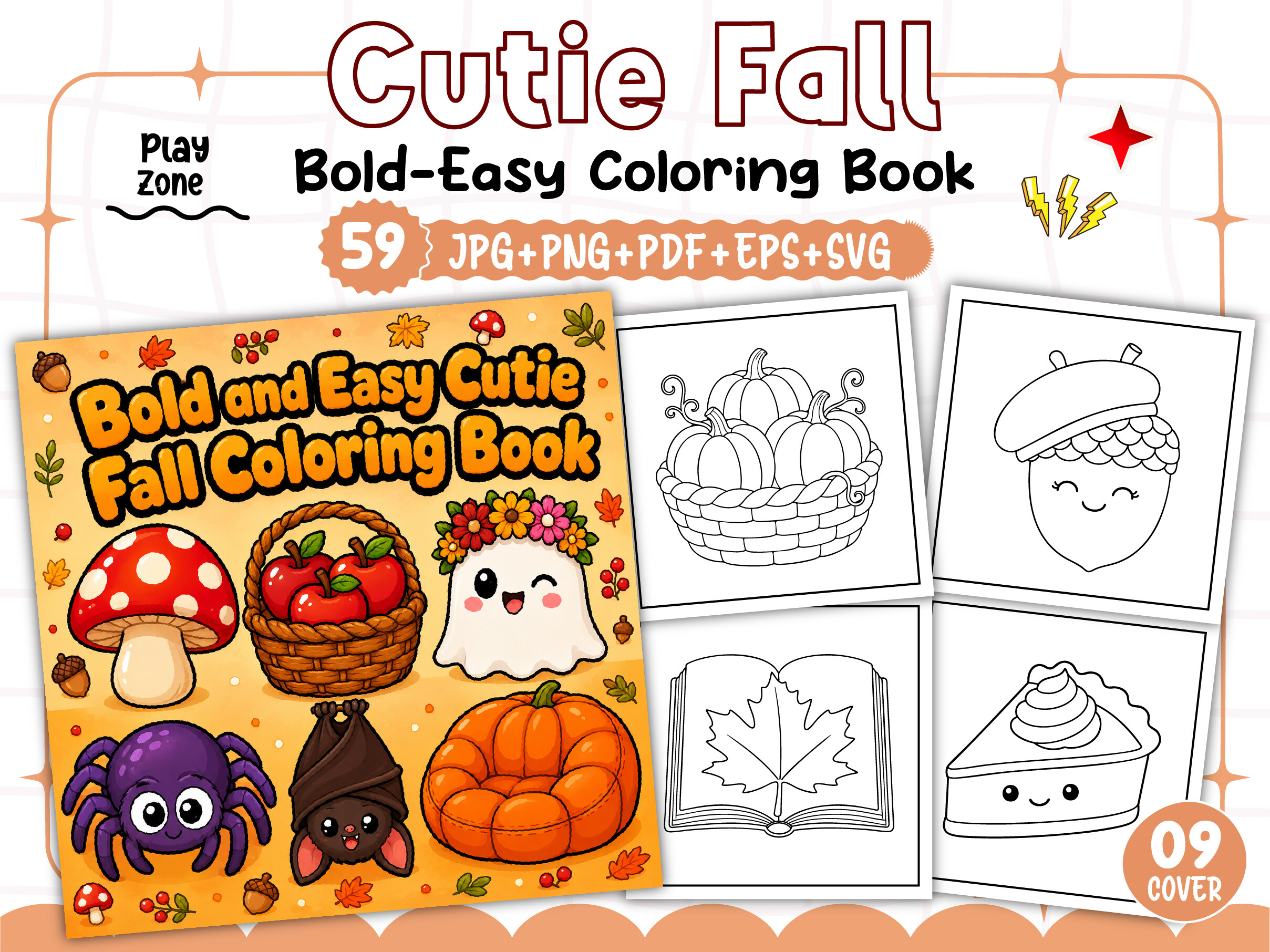Bold and Easy Cutie Fall Coloring Book